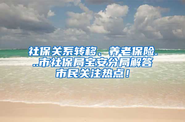 社保關系轉移、養(yǎng)老保險...市社保局寶安分局解答市民關注熱點！