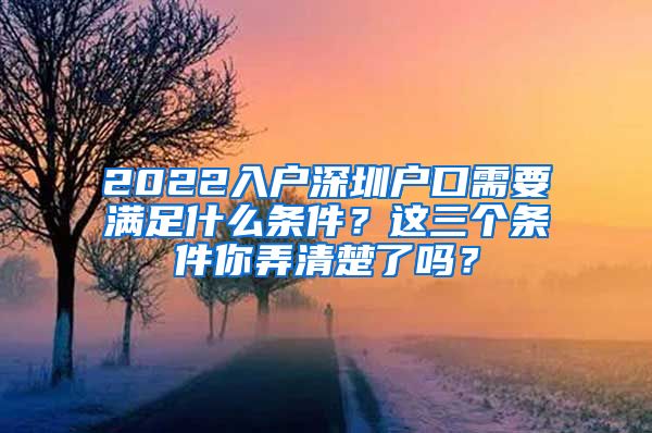 2022入戶(hù)深圳戶(hù)口需要滿(mǎn)足什么條件？這三個(gè)條件你弄清楚了嗎？