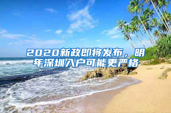 2020新政即將發(fā)布，明年深圳入戶可能更嚴(yán)格