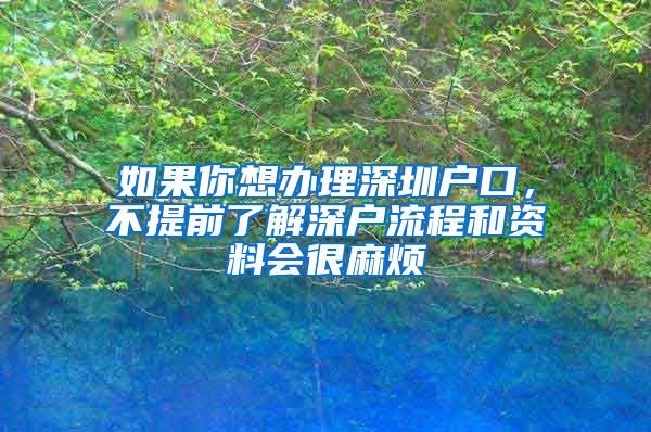 如果你想辦理深圳戶口，不提前了解深戶流程和資料會(huì)很麻煩