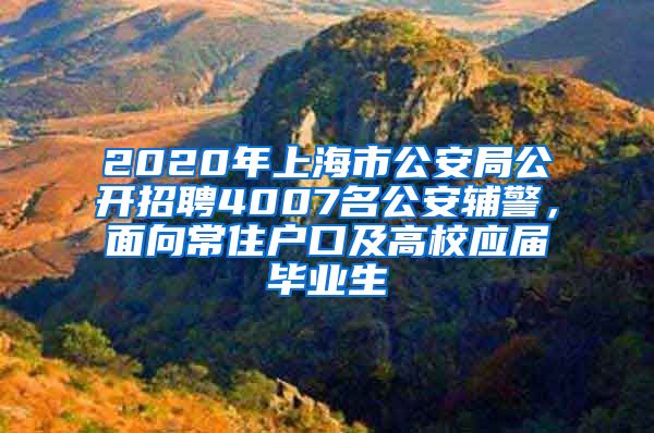 2020年上海市公安局公開招聘4007名公安輔警，面向常住戶口及高校應屆畢業(yè)生