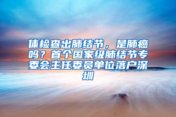 體檢查出肺結(jié)節(jié)，是肺癌嗎？首個(gè)國家級(jí)肺結(jié)節(jié)專委會(huì)主任委員單位落戶深圳