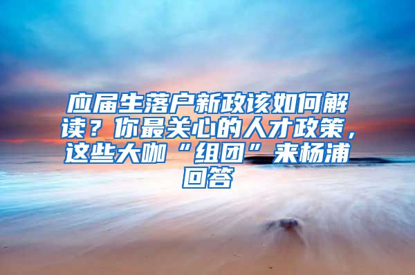 應屆生落戶新政該如何解讀？你最關心的人才政策，這些大咖“組團”來楊浦回答