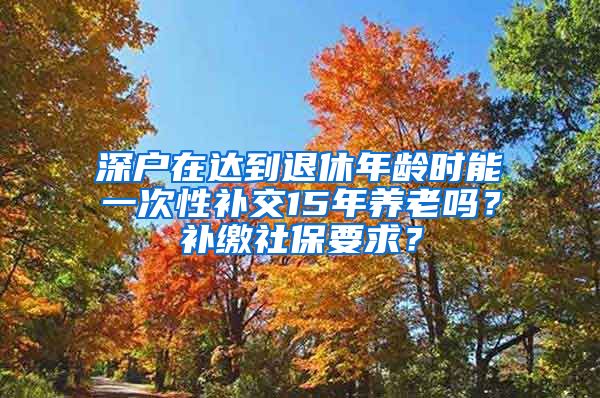 深戶在達(dá)到退休年齡時(shí)能一次性補(bǔ)交15年養(yǎng)老嗎？補(bǔ)繳社保要求？