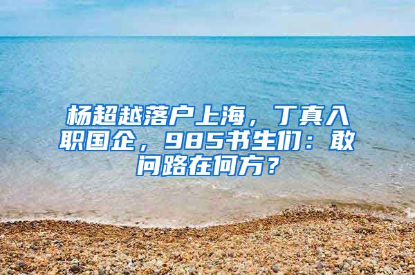 楊超越落戶上海，丁真入職國(guó)企，985書生們：敢問路在何方？