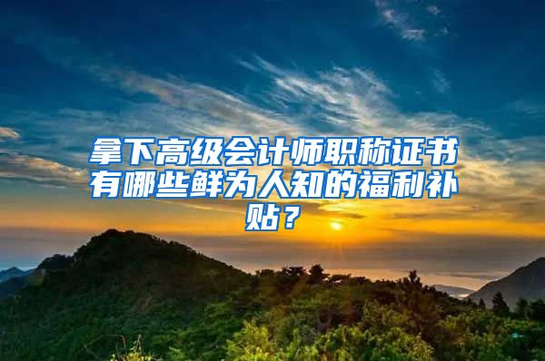 拿下高級會計師職稱證書有哪些鮮為人知的福利補貼？