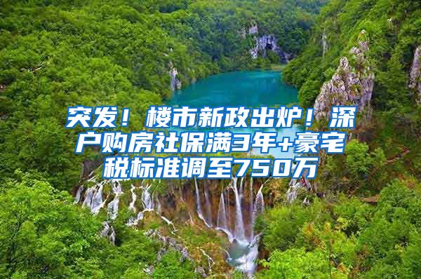 突發(fā)！樓市新政出爐！深戶購房社保滿3年+豪宅稅標準調至750萬