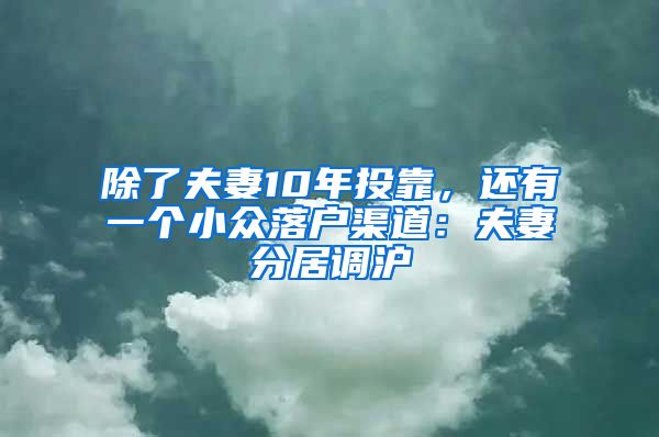 除了夫妻10年投靠，還有一個(gè)小眾落戶渠道：夫妻分居調(diào)滬