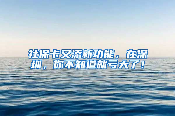 社?？ㄓ痔硇鹿δ?，在深圳，你不知道就虧大了！