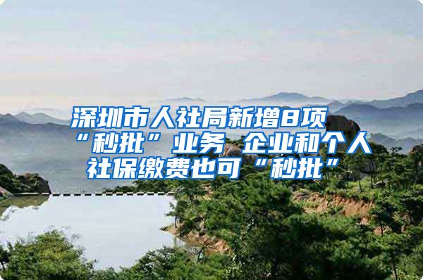 深圳市人社局新增8項“秒批”業(yè)務(wù) 企業(yè)和個人社保繳費也可“秒批”