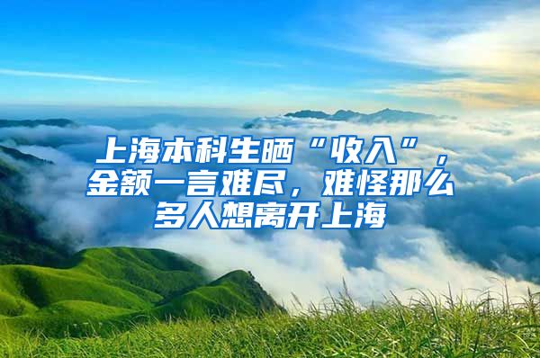 上海本科生曬“收入”，金額一言難盡，難怪那么多人想離開上海