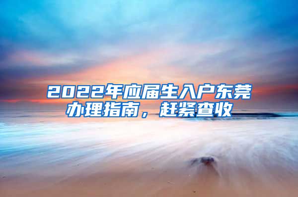 2022年應屆生入戶東莞辦理指南，趕緊查收