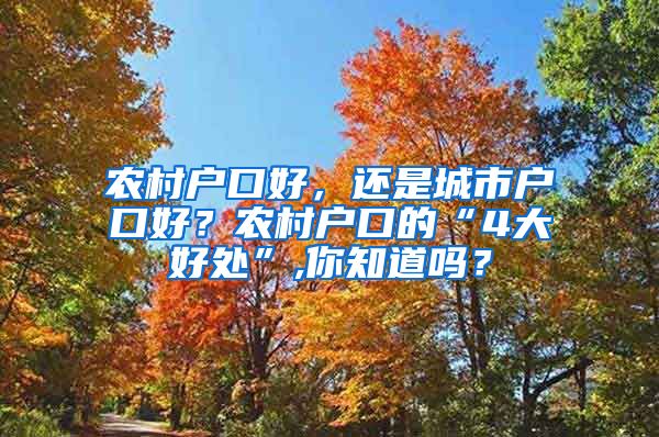 農(nóng)村戶口好，還是城市戶口好？農(nóng)村戶口的“4大好處”,你知道嗎？