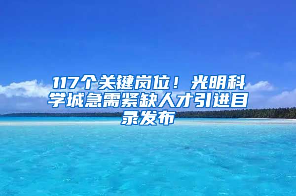 117個關鍵崗位！光明科學城急需緊缺人才引進目錄發(fā)布