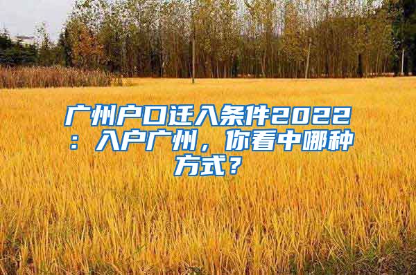 廣州戶口遷入條件2022：入戶廣州，你看中哪種方式？