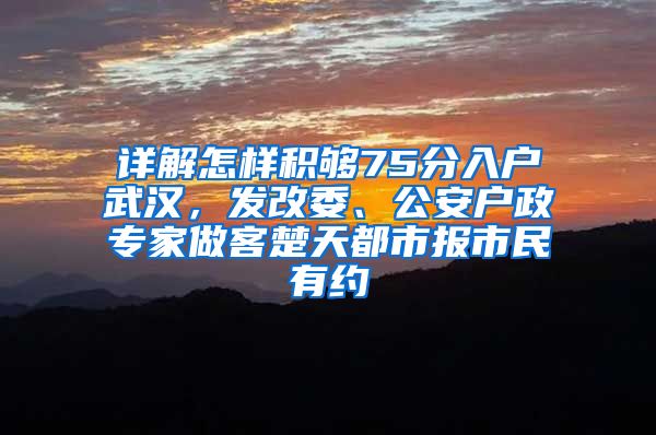 詳解怎樣積夠75分入戶武漢，發(fā)改委、公安戶政專家做客楚天都市報市民有約